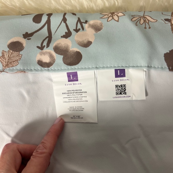 -Pair of 2 Lush Decor Aqua Botanical Curtains, 54”x84” each panel - Picture 6 of 7
